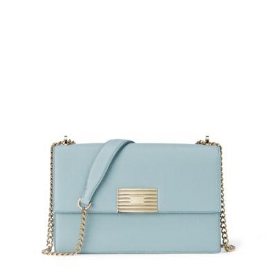 Ralph Lauren Grain Calfskin Rl Chain Bag Pale Blue