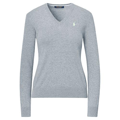 Ralph Lauren Golf Cotton V-neck Sweater Classic Grey Heather