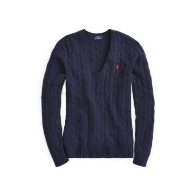 Ralph Lauren Cable V-neck Sweater Hunter Navy