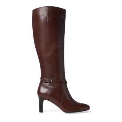 Ralph Lauren Elberta Leather Boot Dark Brown