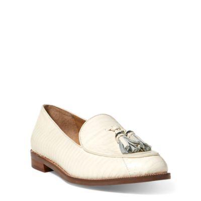 Ralph Lauren Brindy Snakeskin Loafer Vanilla