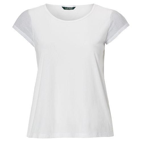 Ralph Lauren Lauren Woman Mesh-sleeve Jersey Tee White