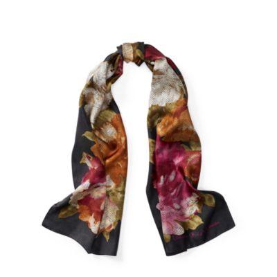 Ralph Lauren Florina Floral Silk Scarf Jet