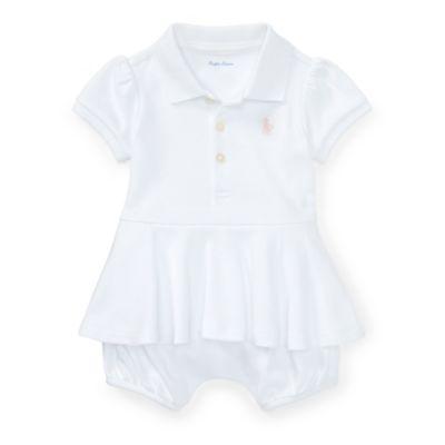 Ralph Lauren Cotton Peplum Polo Romper White 3m