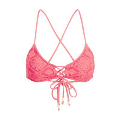 Ralph Lauren Crocheted Lace-up Bikini Top Strawberry