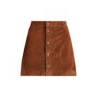 Ralph Lauren Buttoned Suede Miniskirt English Brown