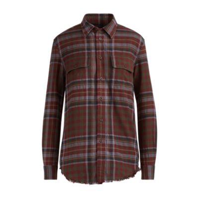 Ralph Lauren Relaxed Plaid Flannel Shirt Wine/black