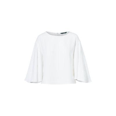Ralph Lauren Crepe Bell-sleeve Cropped Top White