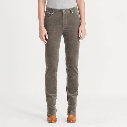 Ralph Lauren Lauren Petite Premier Straight Corduroy Pant Snuff
