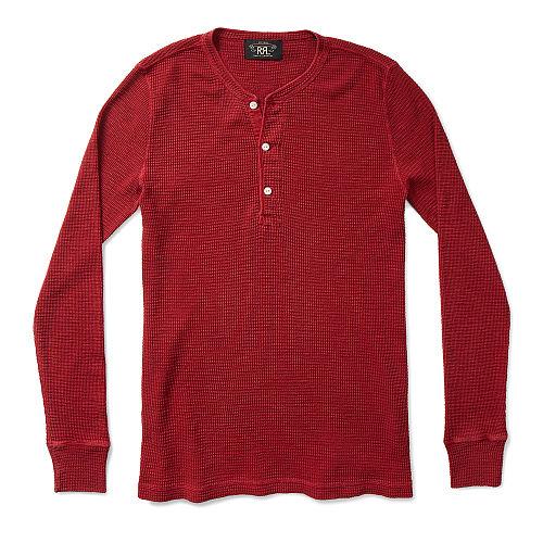 Ralph Lauren Rrl Waffle-knit Cotton Henley Ming Red