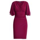 Ralph Lauren Flutter-sleeve Georgette Dress Exotic Ruby 2p