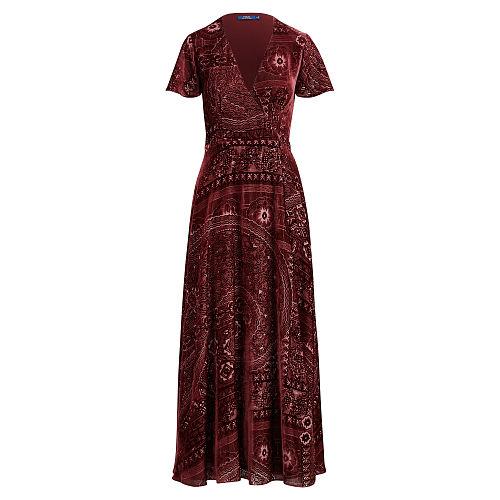 Polo Ralph Lauren Burn-out Velvet Wrap Maxidress