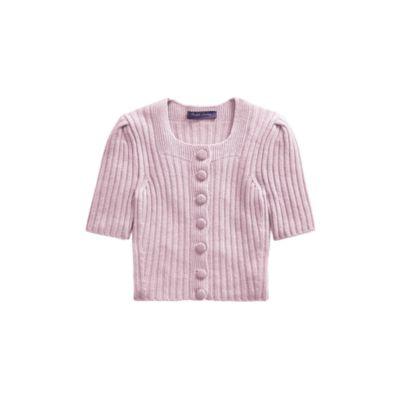 Ralph Lauren Ribbed Cashmere-linen Cardigan Vintage Lilac