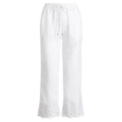 Ralph Lauren Eyelet-cuff Wide-leg Pant White