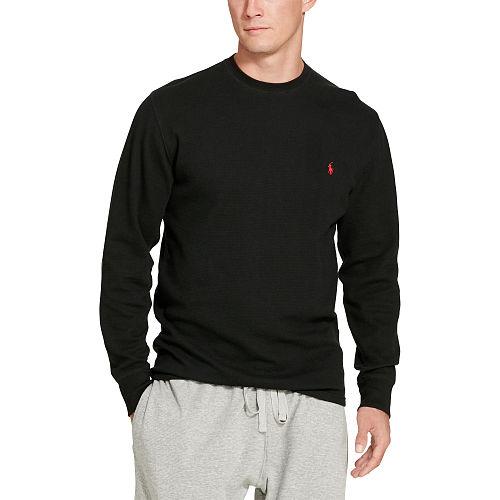 Polo Ralph Lauren Waffle-knit Crewneck Thermal Polo Black