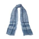 Ralph Lauren Cold-dyed Border-striped Scarf Slate Blue
