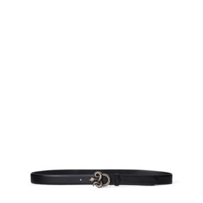 Ralph Lauren Snake-buckle Calfskin Belt Black