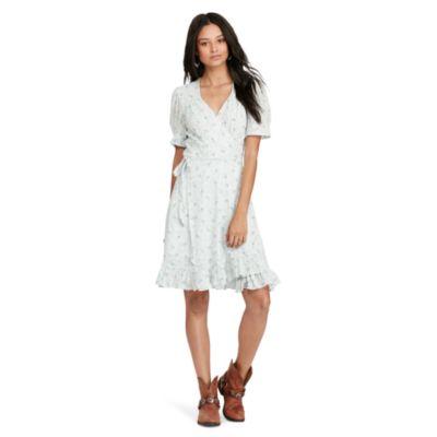 Ralph Lauren Floral-print Gauze Wrap Dress Blue Floral
