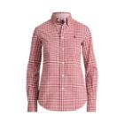 Ralph Lauren Slim Fit Poplin Shirt 566i Burgundy/white
