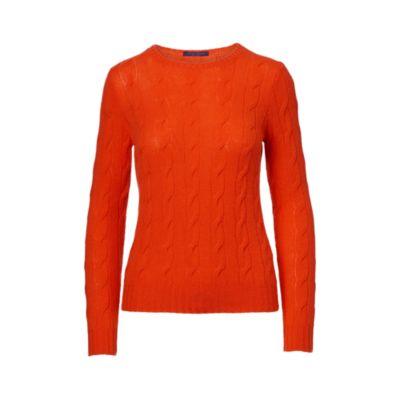 Ralph Lauren Cable-knit Cashmere Sweater Lux Bright Orange