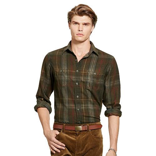 Polo Ralph Lauren Plaid Cotton Twill Workshirt Olive/grey