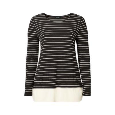 Ralph Lauren Striped Jersey Top Polo Black/herbal Milk