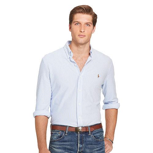Polo Ralph Lauren Striped Knit Oxford Shirt Harbor Island Blue/white