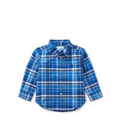 Ralph Lauren Plaid Cotton Oxford Shirt White Multi 6m