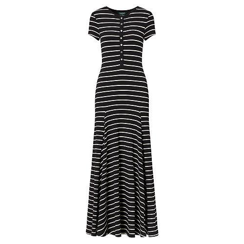 Ralph Lauren Lauren Jersey Henley Maxidress Polo Black/herbal Milk
