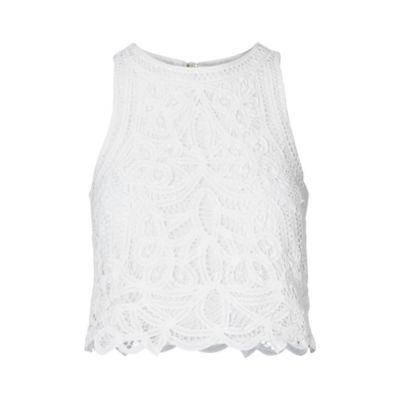 Ralph Lauren Cropped Lace Tank Pure White
