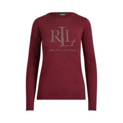 Ralph Lauren Microstud Long-sleeve T-shirt Red Sangria