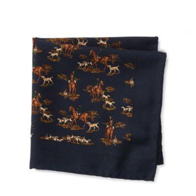 Ralph Lauren Hunting Wool Pocket Square Navy