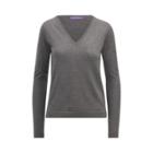 Ralph Lauren Merino Wool V-neck Sweater Medium Grey Melange