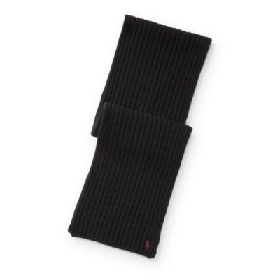 Ralph Lauren Wide-rib Cashmere-wool Scarf Polo Black