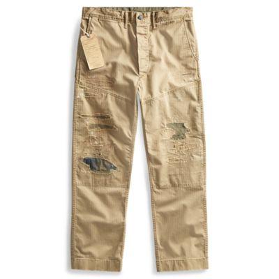 Ralph Lauren Distressed Herringbone Pant Highland Khaki