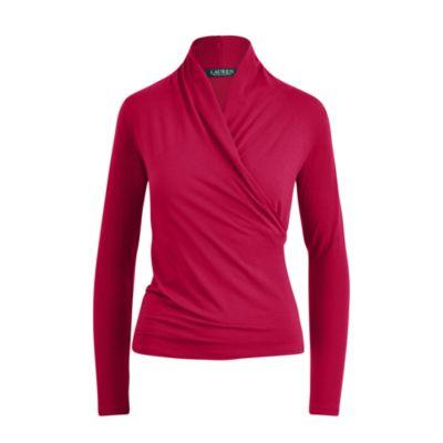 Ralph Lauren Cotton Surplice Top Carmine Red Mp