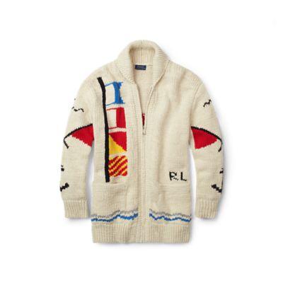 Ralph Lauren Cotton Boyfriend Cardigan Cream Multi