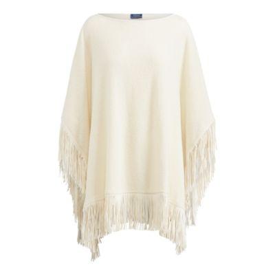 Ralph Lauren Fringe Wool-blend Poncho Essex Cream