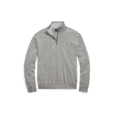 Ralph Lauren Cotton Half-zip Sweater Fawn Grey Heather
