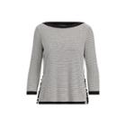 Ralph Lauren Ruffle-trim Striped Sweater Cream/polo Black Sp