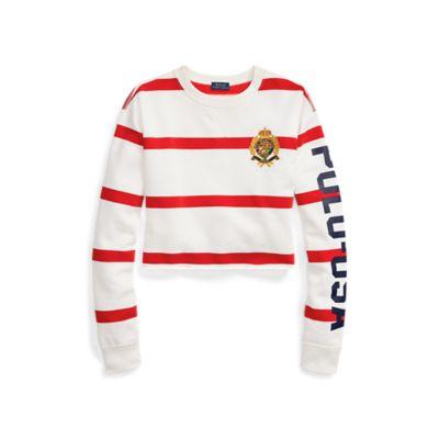 Ralph Lauren Embroidered Fleece Pullover Deckwash White/rl2000 Red