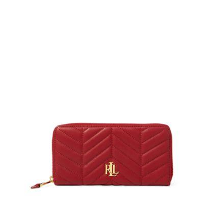 Ralph Lauren Quilted Carrington Zip Wallet Vermillion