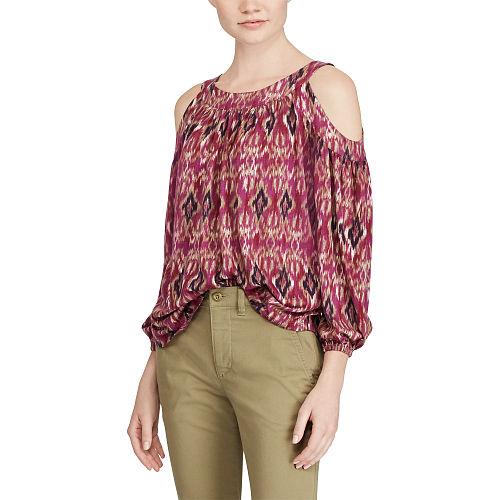Ralph Lauren Lauren Petite Ikat Jersey Cold-shoulder Top