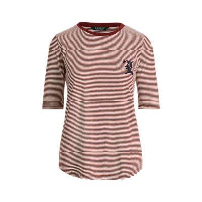 Ralph Lauren Striped Jersey Top Bordeaux/cream