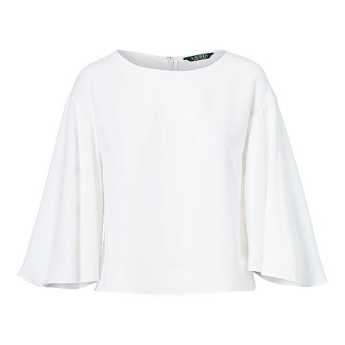 Ralph Lauren Lauren Crepe Bell-sleeve Cropped Top