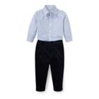 Ralph Lauren Plaid Poplin Shirt & Pant Set Blue Multi 6m