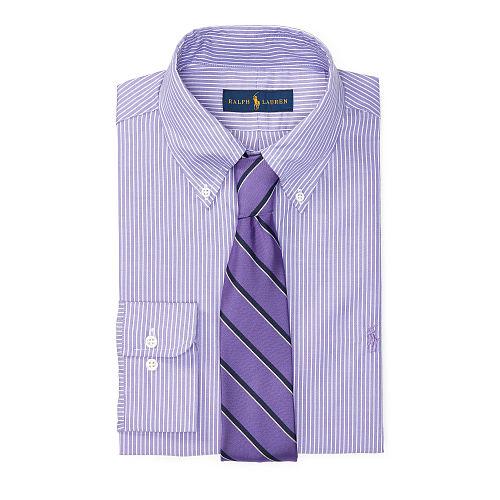 Polo Ralph Lauren Cotton Dobby Dress Shirt Lavender/white