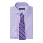 Polo Ralph Lauren Cotton Dobby Dress Shirt Lavender/white