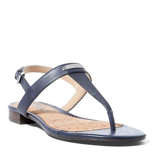 Ralph Lauren Lauren Valla Vachetta Leather Sandal Modern Navy