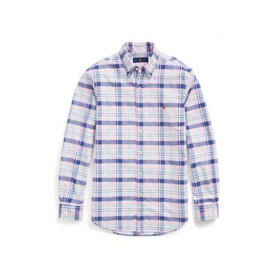 Ralph Lauren Classic Fit Plaid Oxford Shirt Soft Pink/blues Multi 5x Big